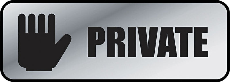 Cosco PRIVATE Office Sign, 9" x 3", Silver (098210)