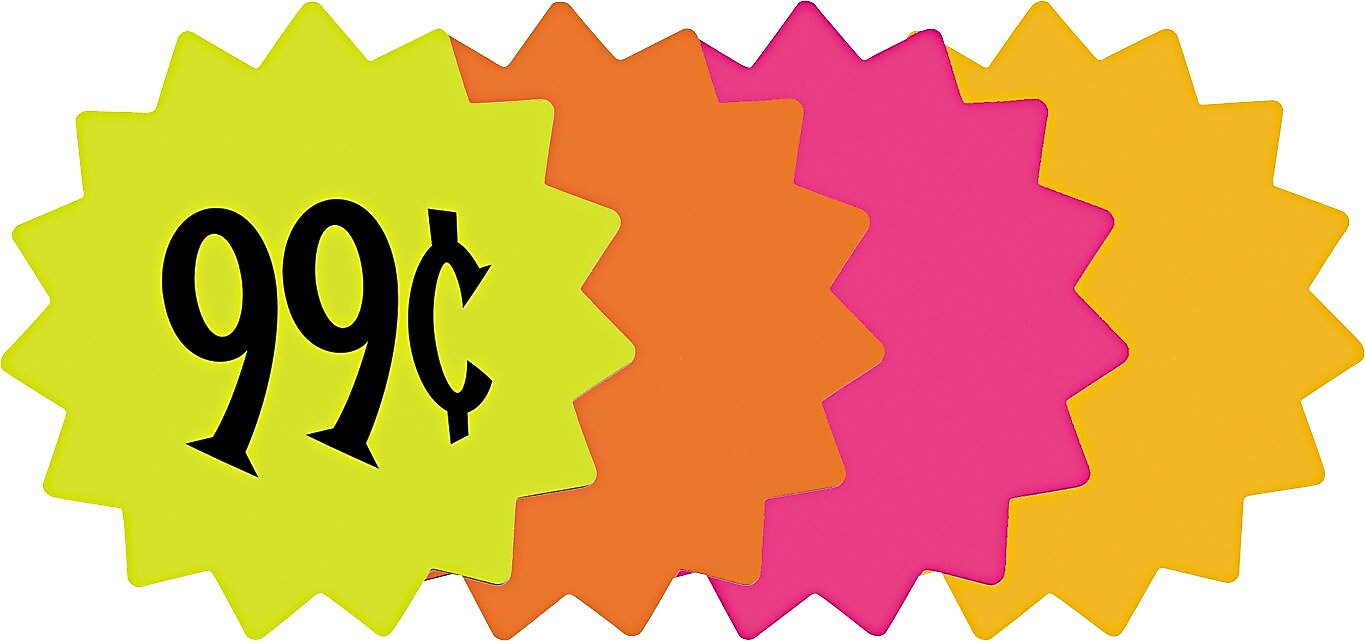 Cosco Die Cut Paper Signs, 4" Round, Assorted Colors, 60/Pack (090249)