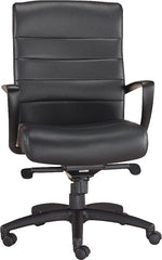 Raynor Manchester Mid-Back Executive Chair, Leather, Black, Seat: 20"W x 20"D, Back: 23 1/2"W x 19 1/2" - 22"H