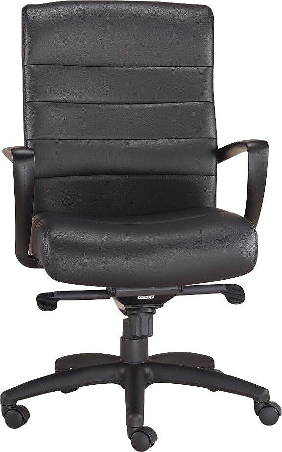 Raynor Manchester Mid-Back Executive Chair, Leather, Black, Seat: 20"W x 20"D, Back: 23 1/2"W x 19 1/2" - 22"H