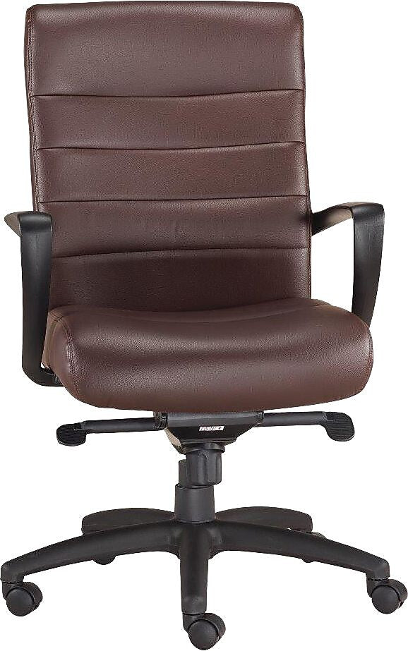 Raynor Manchester Mid-Back Executive Chair, Leather, Brown, Seat: 20"W x 20"D, Back: 23 1/2"W x 19 1/2" - 22"H