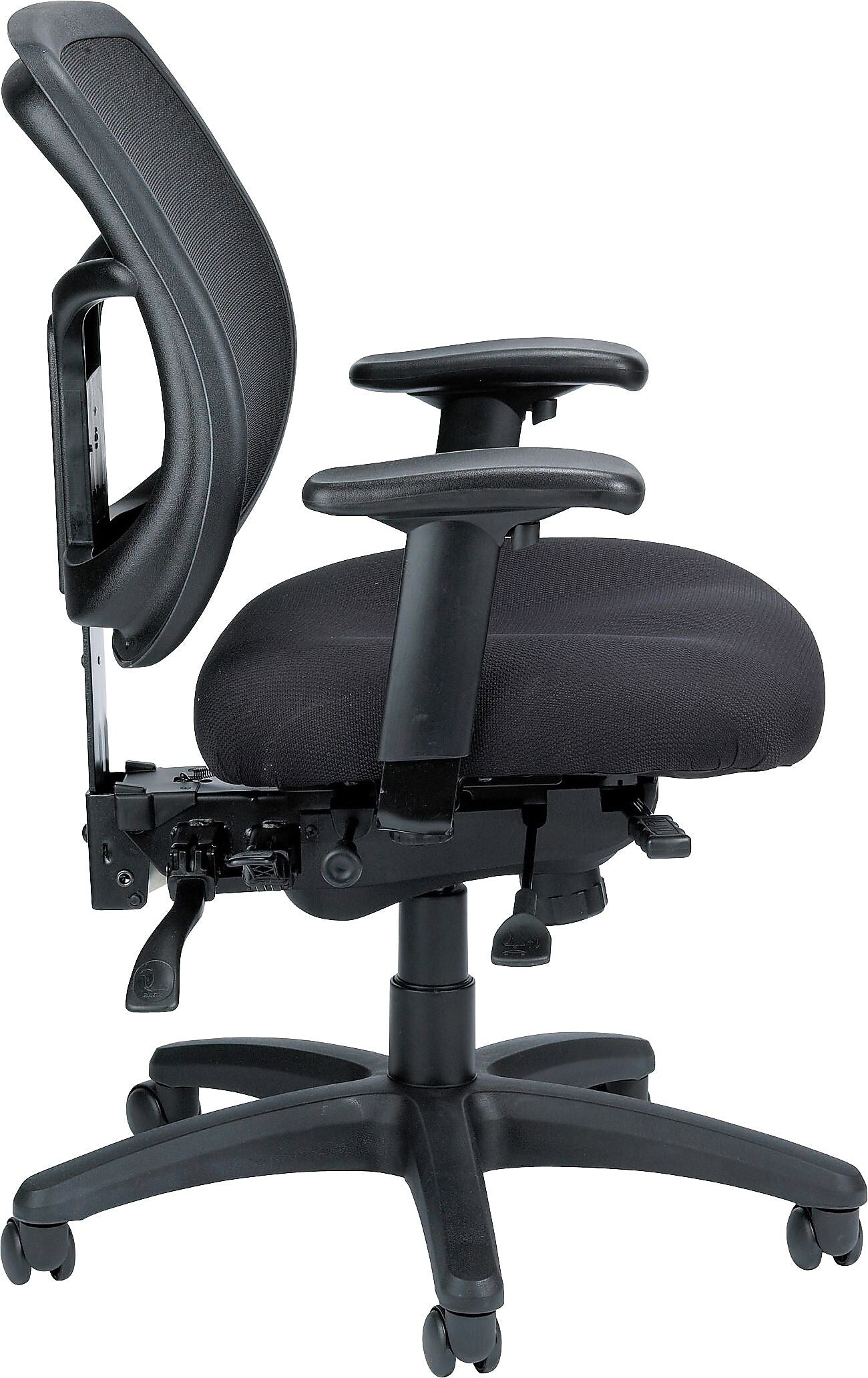 Raynor Apollo Multi-Function Slider Task Chair, Fabric/Mesh, Black, Seat: 20 1/2"W x 19 3/10"D, Back: 20 1/2"W x 25"H