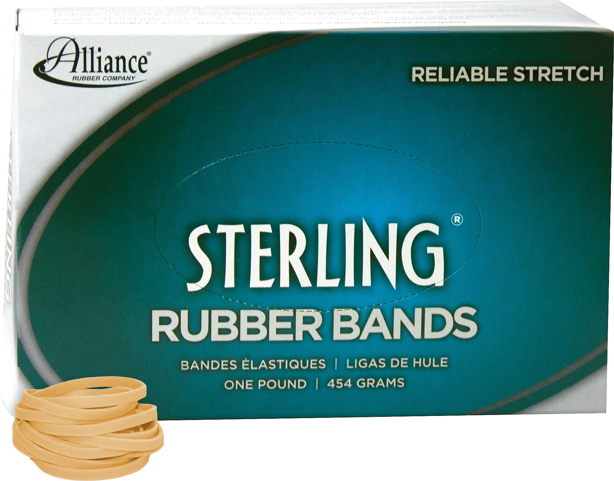Alliance Rubber Company Sterling Size #30 Rubber Bands, 2" x 0.13", Approx. 1500/Pack, 1 lb. Box (24305)