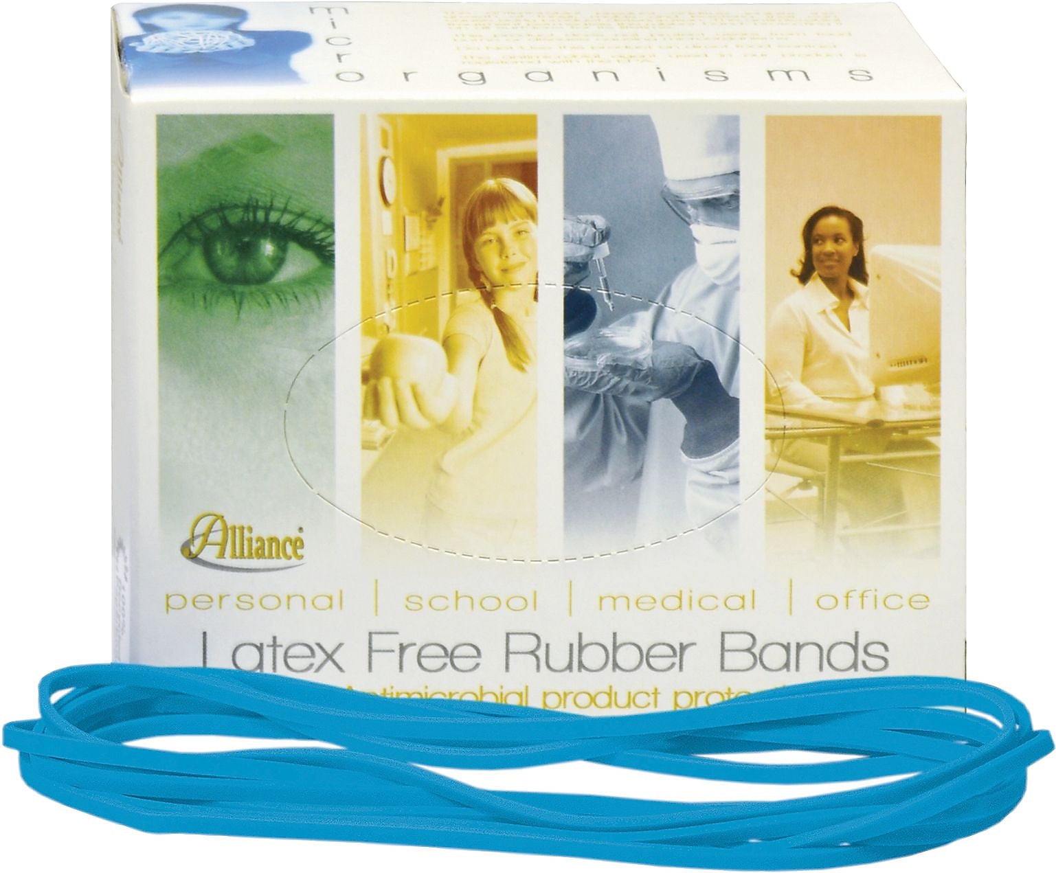 Alliance Rubber Multi-Purpose #117B Rubber Bands, 7" x .125", Non-Latex, Cyan Blue, 63/Pack (42179)