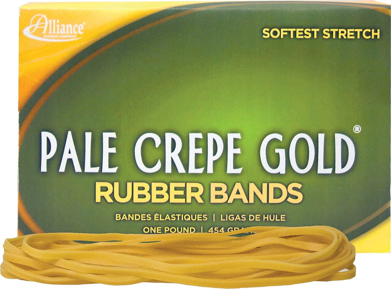 Alliance Rubber Company Pale Crepe Gold Size #117B Rubber Bands, 7" x 0.13", Approx. 300/Pack, 1 lb. Box (ALC-21405)