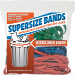 Alliance Rubber Company SuperSize Assorted Size Rubber Bands, Red, Green, and Blue, 24/Pack, Resealable Bag (08997)