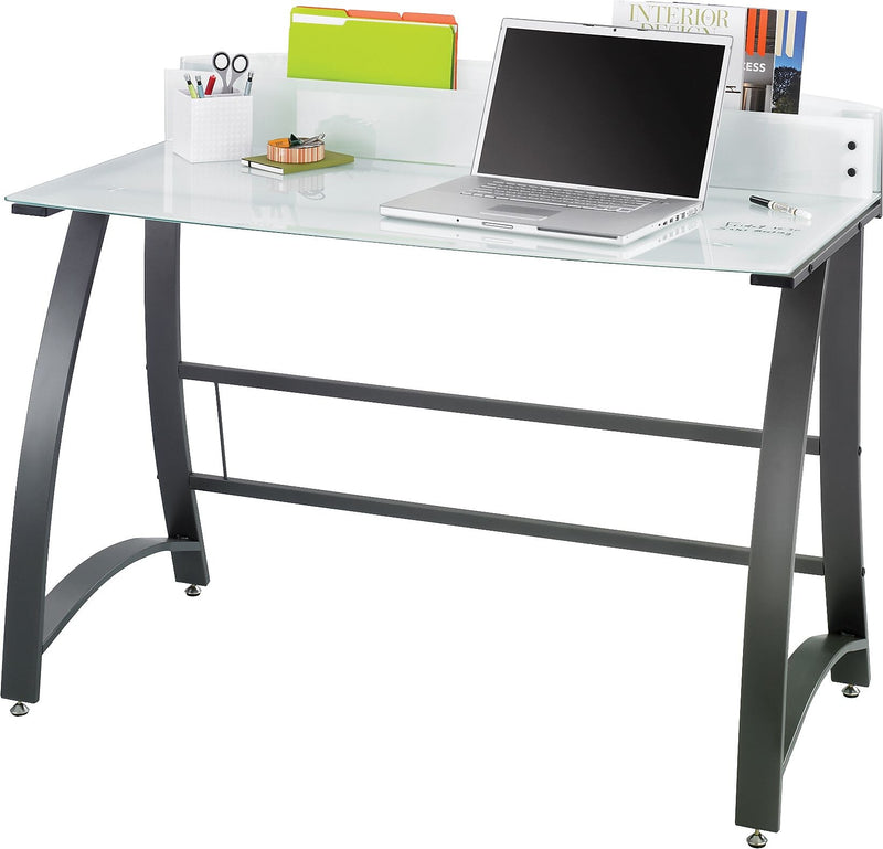 Safco Xpressions Glass Top Computer Desk, Frosted/Black