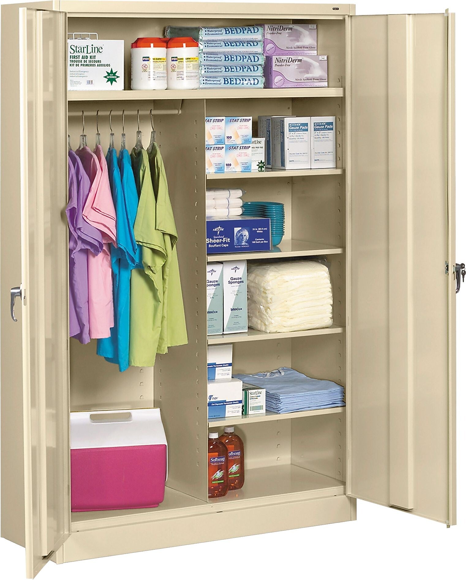 Tennsco® Jumbo Combination Steel Storage Cabinet, Putty, 78H x 48W x 24"D