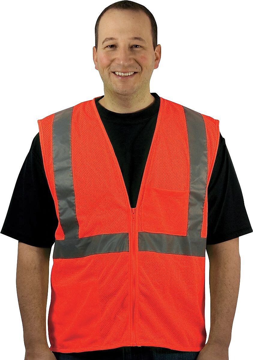 Protective Industrial Products High Visibility Sleeveless Safety Vest, ANSI Class R2, Orange, 2XL, 50/Pack (302-0702ZOR-2X-XX)