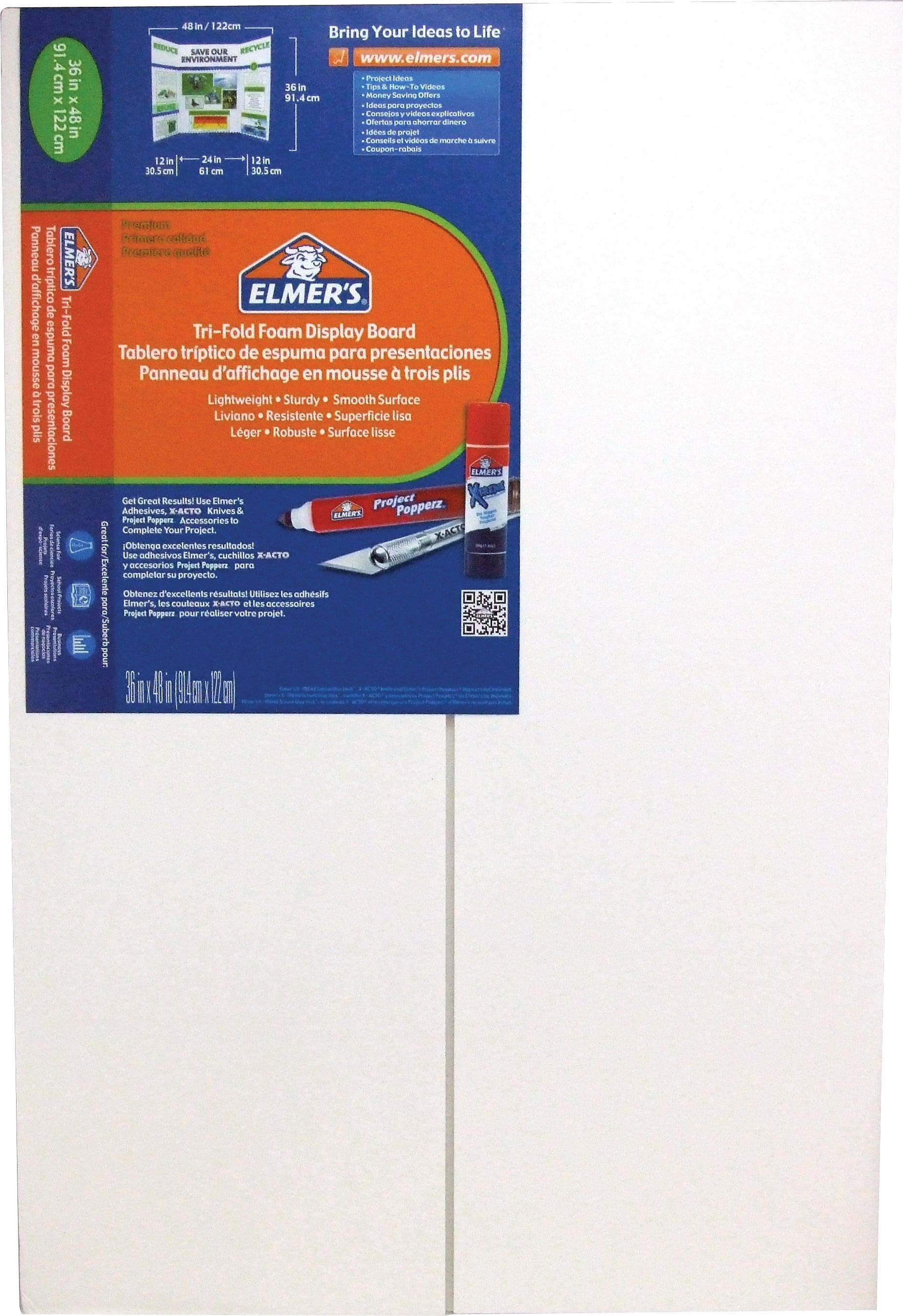 Elmer's Premium Display Boards, White, 48" x 36", 12/Ct