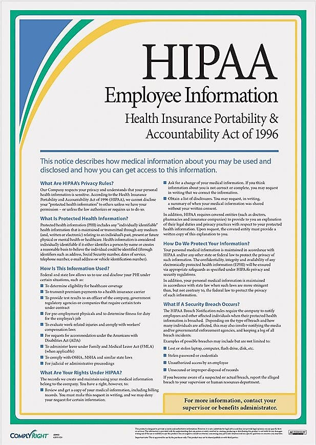 ComplyRight HIPAA Employee Information Poster (AR0953)