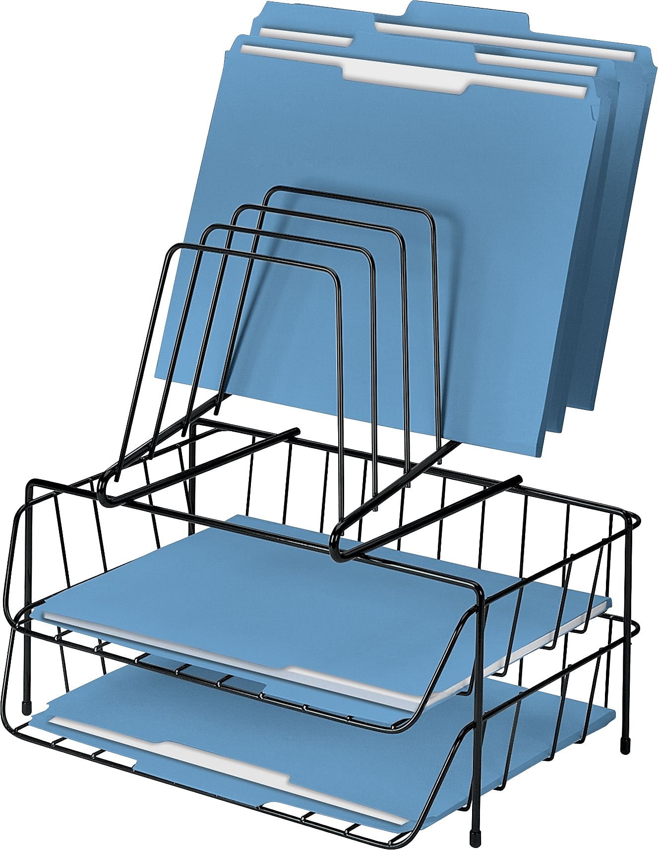 Fellowes® Wire Desk Accessories,  Combination Organizer,  Double Letter Tray with Step File®