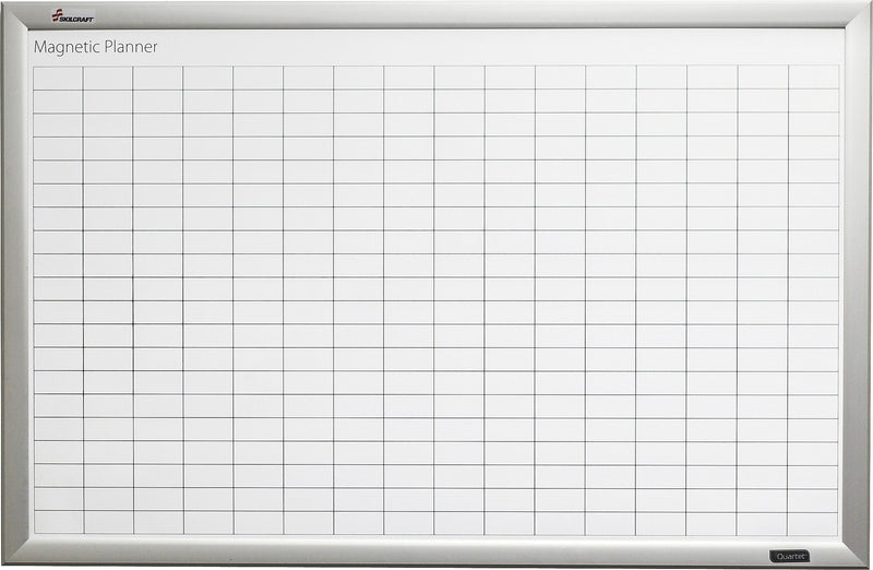AbilityOne SKILCRAFT Magnetic Work/Plan Kit, 36" x 24", Daily, Monthly, Steel, Aluminum, Fiberboard, Aluminum, White