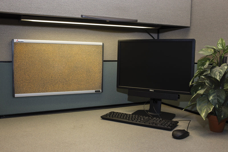 AbilityOne SKILCRAFT Cork Cubicle Bulletin Board, 14" Height x 24" Width, Tan Cork Surface, Satin Anodized Aluminum Frame