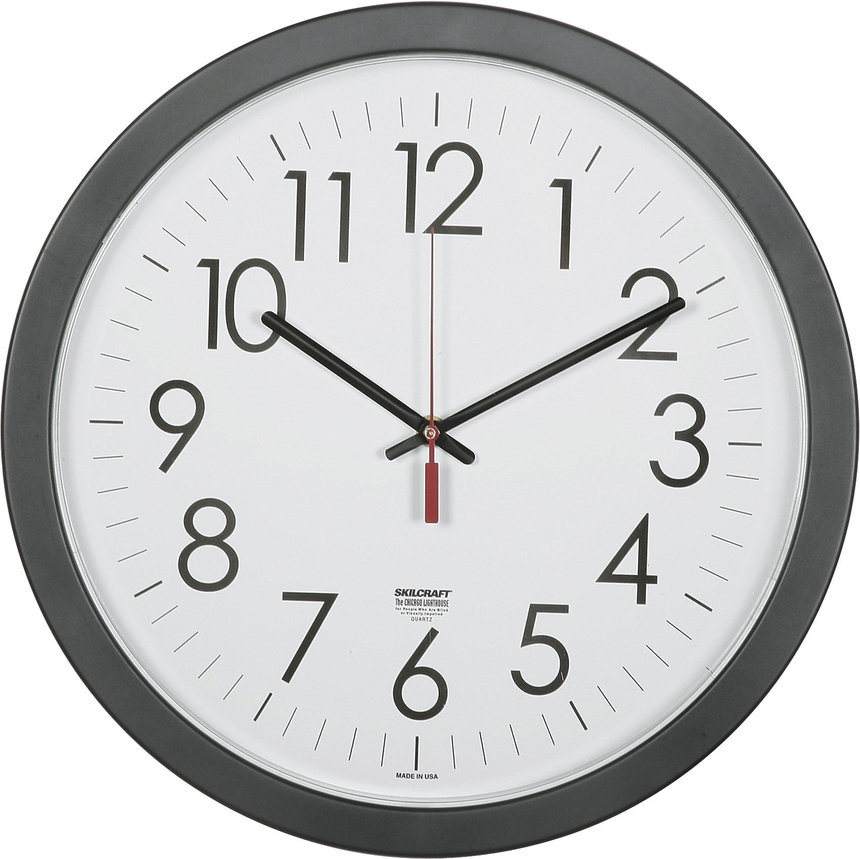 AbilityOne SKILCRAFT 14.5" Round Workstation Wall Clock, Analog, Quartz