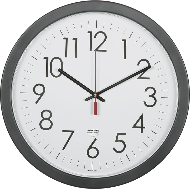 AbilityOne SKILCRAFT 14.5" Round Workstation Wall Clock, Analog, Quartz