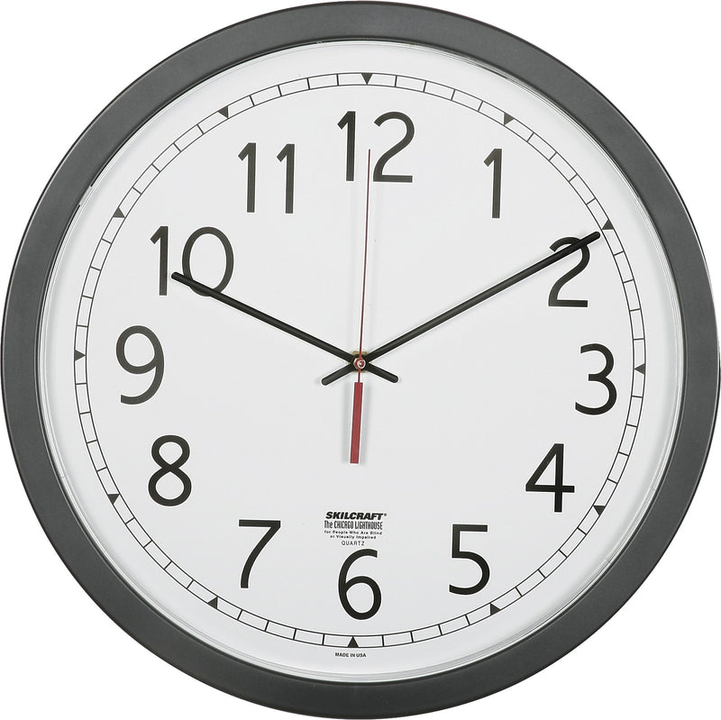 AbilityOne SKILCRAFT 16.5" Round Workstation Wall Clock, Analog, Quartz