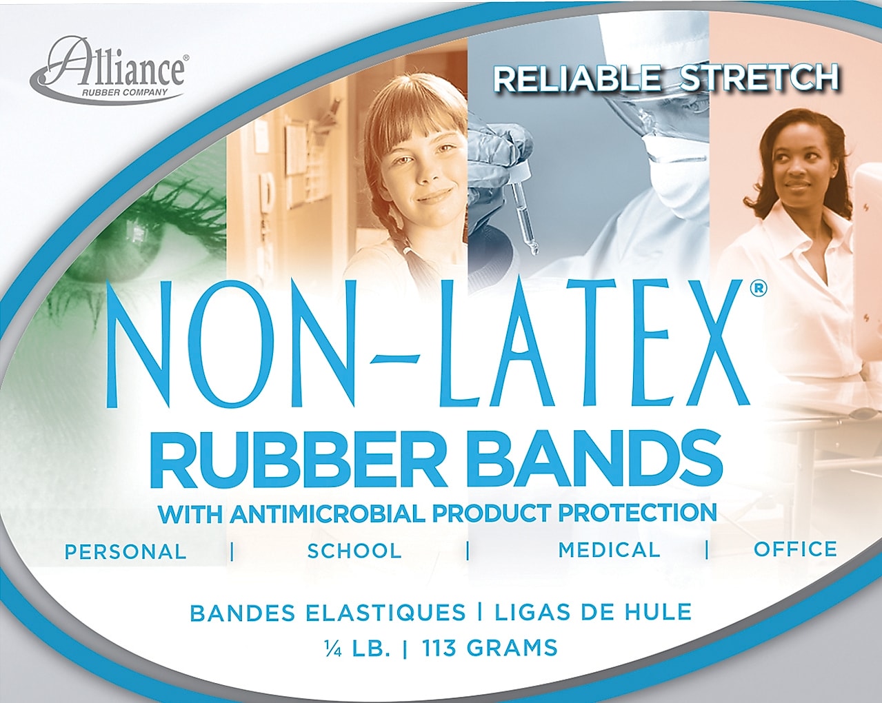 Alliance Non-Latex Multi-Purpose Assorted Rubber Bands, Non-Latex, Cyan Blue, 250/Box (42549)