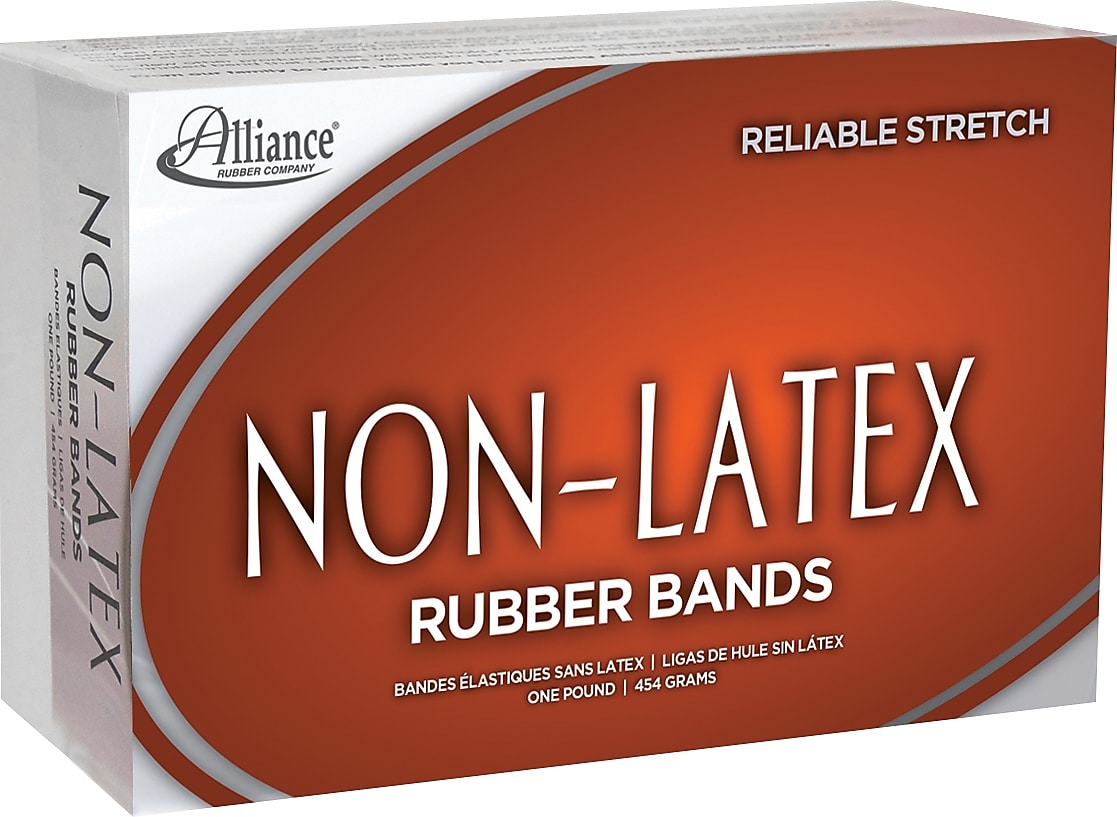 Alliance Rubber Company Non-Latex Assorted Size Rubber Bands, Non-Latex, Orange, 1 lb. Box (37546)