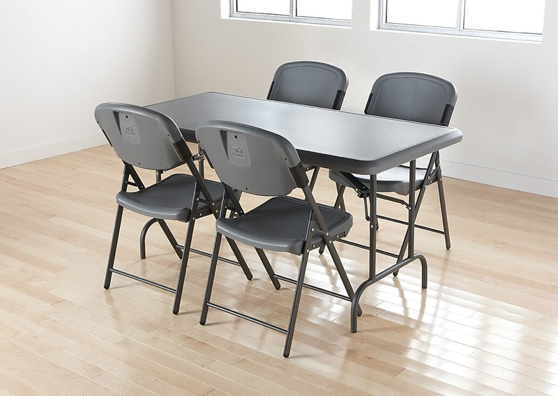 Iceberg Rough 'N Ready Folding Chairs, Plastic, Charcoal, Seat: 18 3/4"W x 21 1/2"D, Back: 18 3/4"W x 20 1/4"H