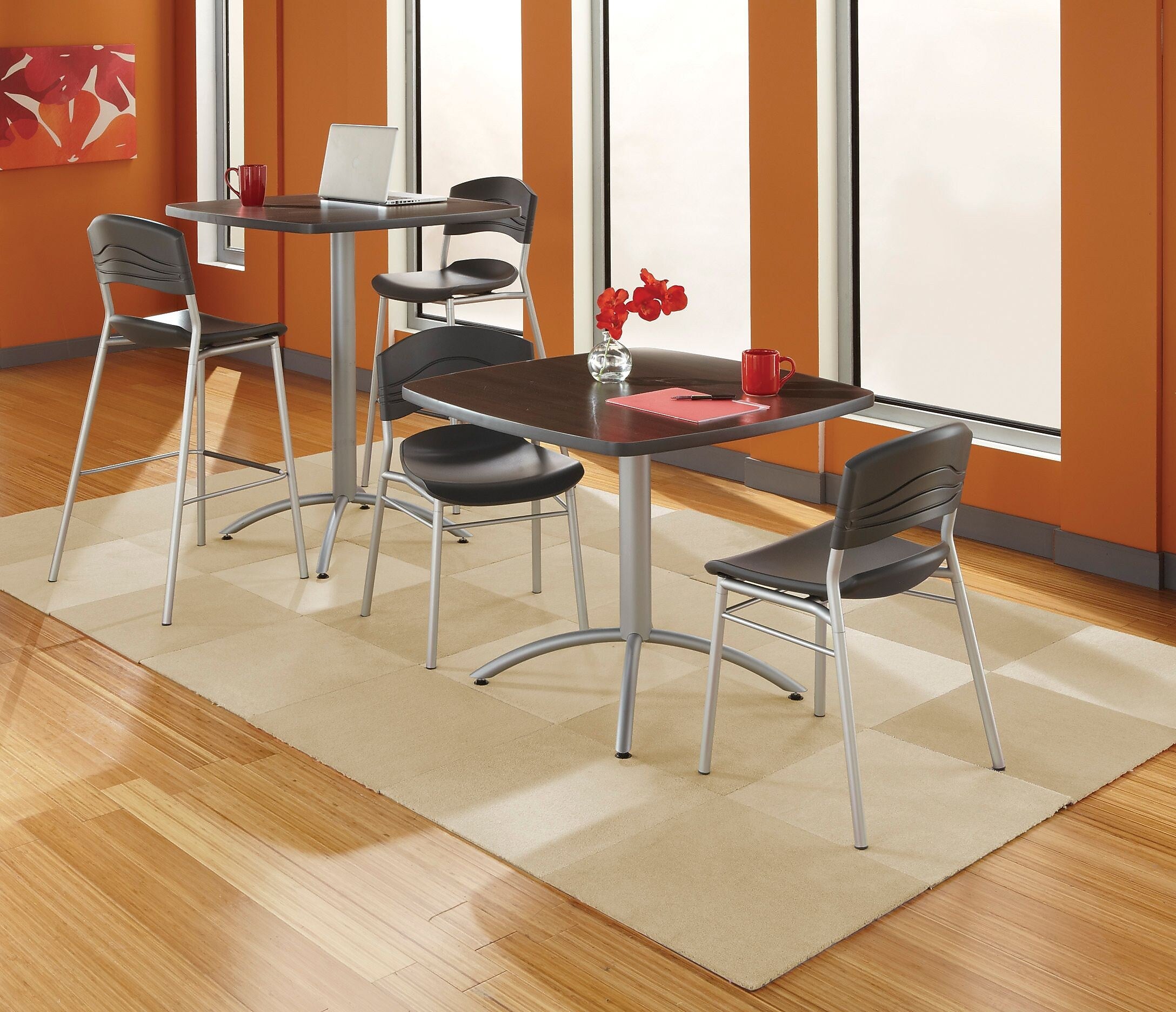 ICEBERG CafeWorks Square Melamine Cafe Table, 36"D x 36"W, Walnut (65614)