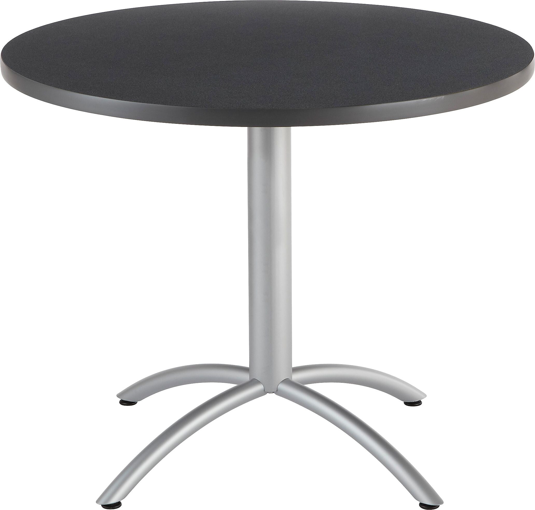 ICEBERG CafeWorks 36" Round Melamine Cafe Table, Graphite/Silver (65628)