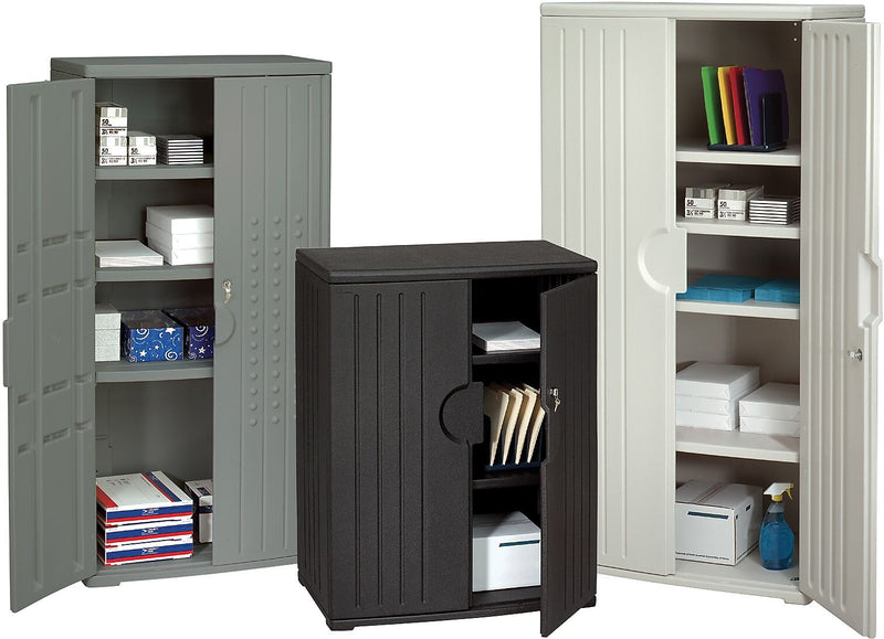 Iceberg® Officeworks® Polyethylene Storage Cabinet, Non-Assembled, 46Hx36Wx22D", Black