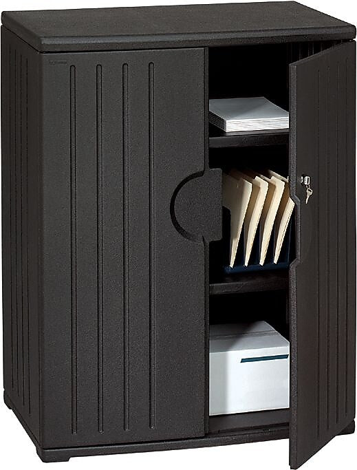 Iceberg® Officeworks® Polyethylene Storage Cabinet, Non-Assembled, 46Hx36Wx22D", Black