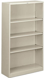 HON Brigade 4-Shelf Metal Bookcase, 59"H x 34 1/2"W x 12.63"D, Light Gray (S60ABCQ)