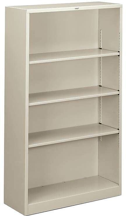 HON Brigade 4-Shelf Metal Bookcase, 59"H x 34 1/2"W x 12.63"D, Light Gray (S60ABCQ)