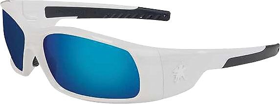 Crews Swagger® SR128B Safety Glasses, White Frame, Blue Diamond Mirror Lens (135-SR128B)