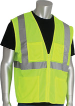PIP High Visibility Sleeveless Safety Vests, ANSI Class 2, Yellow, 3X, 50/Pack (302-MVGZ4PLY-3X-XX)