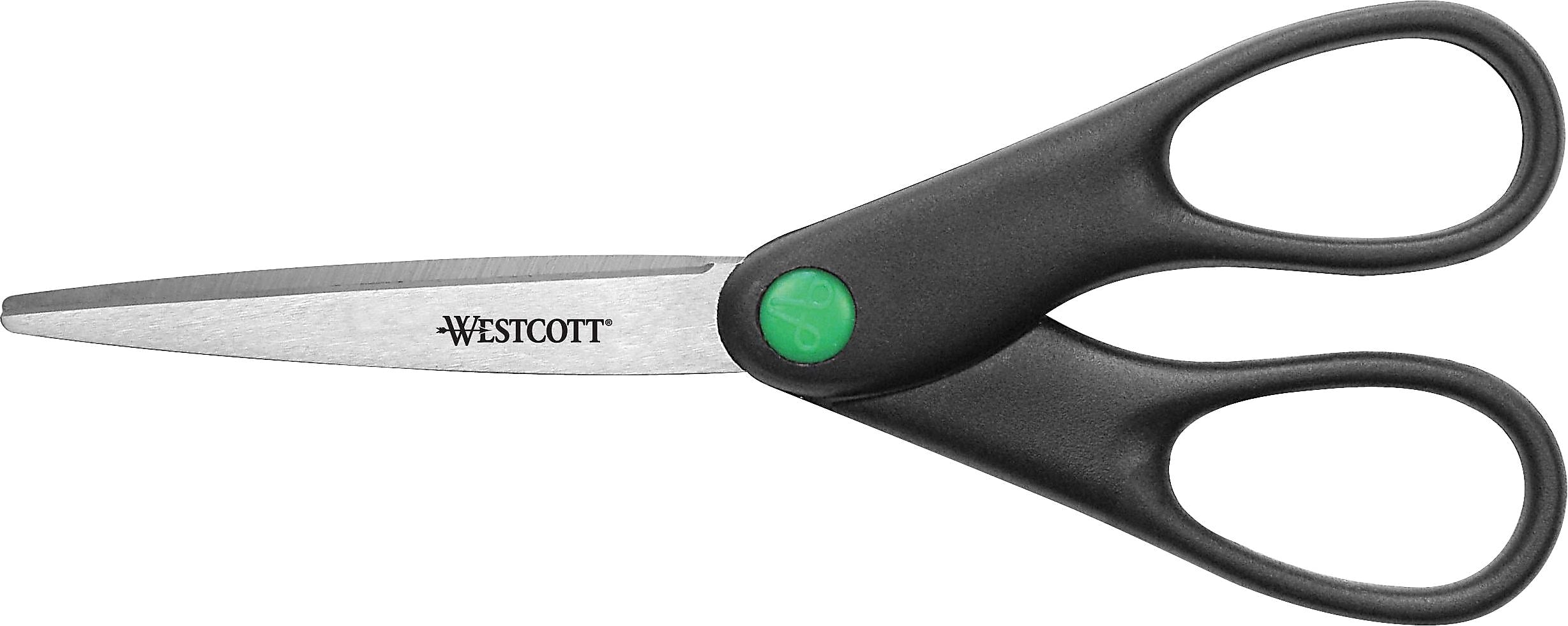 Westcott Straight KleenEarth 7" Recycled Stainless Steel Standard Scissors, Pointed Tip, Black (44218)
