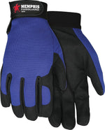 Memphis Gloves® Fasguard™ Clarino® Synthetic Leather Palm Multi-Task Gloves, Blue/Black, Large