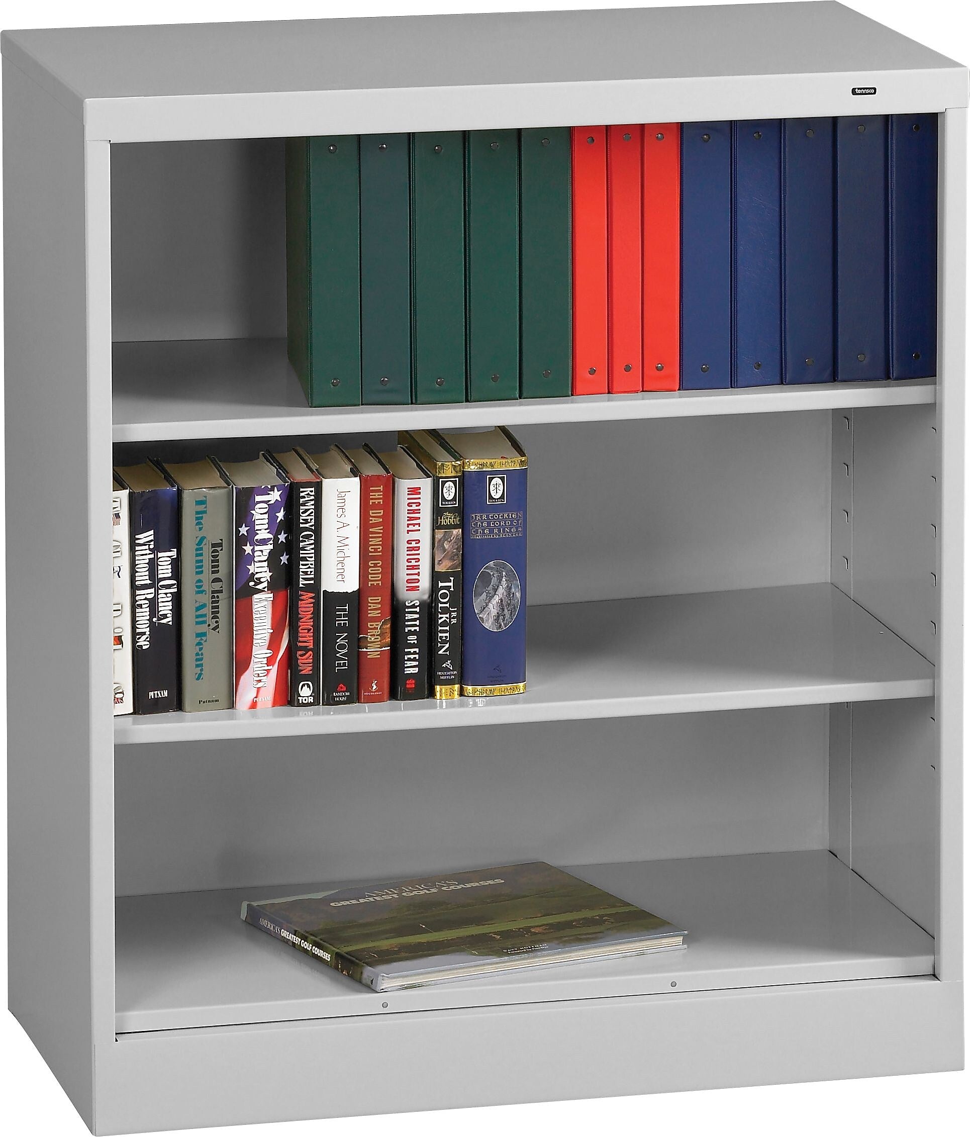 Tennsco 18" Welded Bookcase, Light Grey, 3-Shelf, 42"H