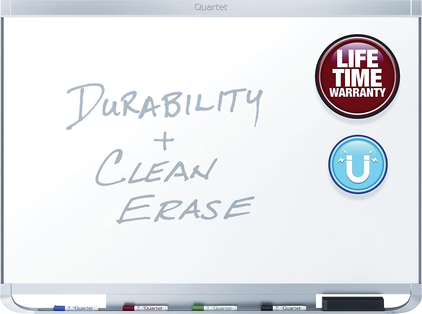 Quartet DuraMax Porcelain Dry-Erase Whiteboard, Aluminum Frame, 4' x 3' (P554AP2)
