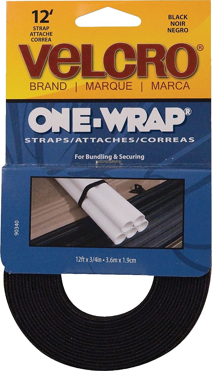 Velcro One Wrap 0.75 x 144" Hook and Loop Fastener Straps, Black (VEK90340)