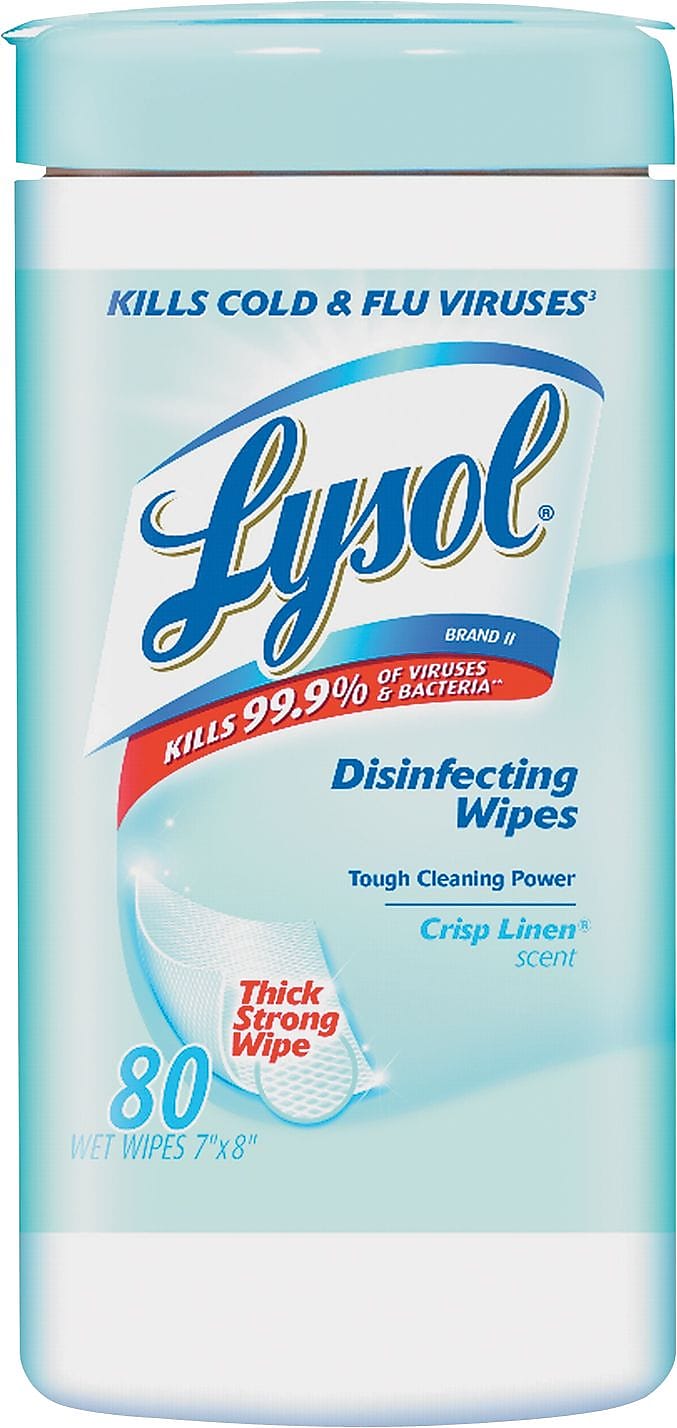 Lysol Disinfecting Wipes, Crisp Linen Scent, 7 x 8, 80/Canister, 6 Canister/Carton