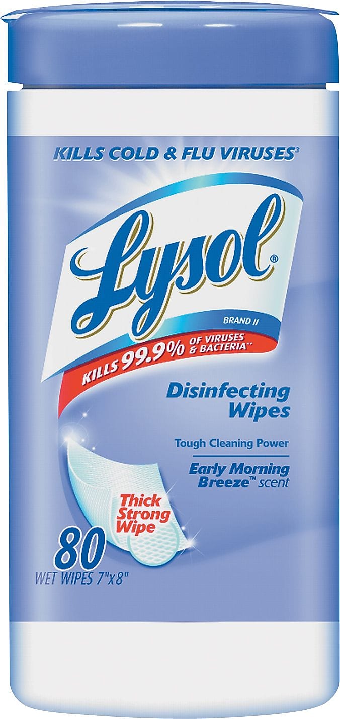 Lysol Disinfecting Wipes, Early Morning Breeze, 7 x 8, 80/Canister, 6 Canister/CT