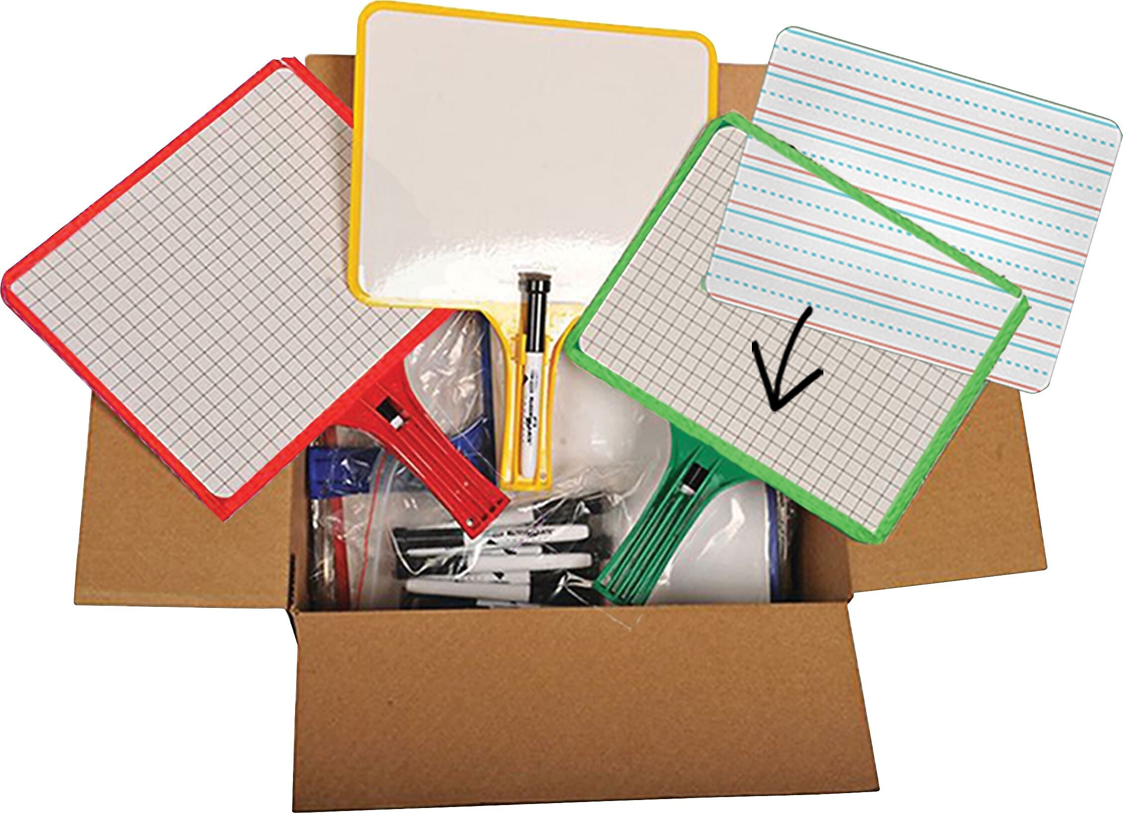 KleenSlate Customizable Handheld Dry Erase Paddle Set, Assorted Colors, 24/Pack (5439)