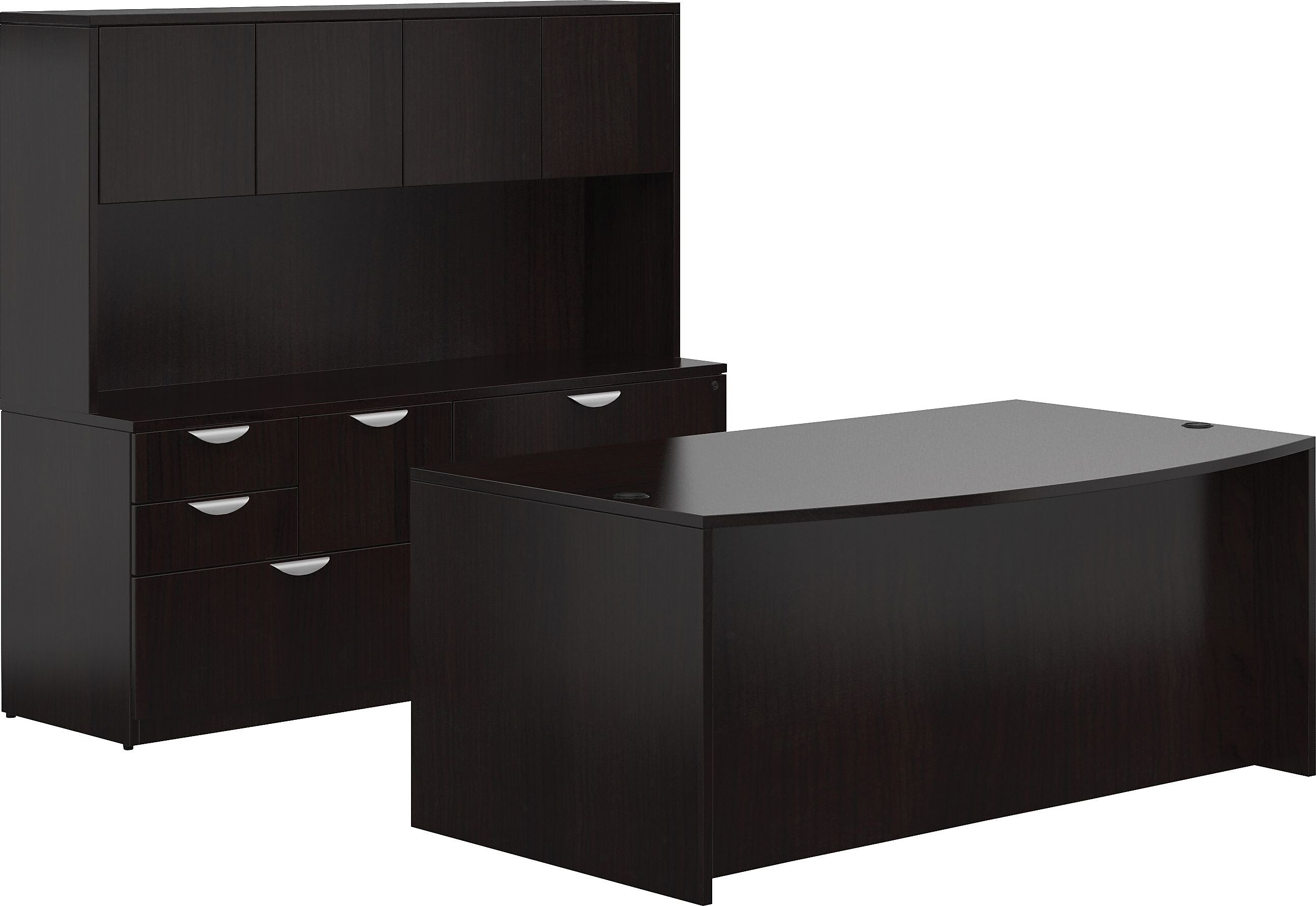 Offices To Go Superior Laminate Managers Desk, American Espresso, 29 1/2" - 65 1/2"H x 71"W x 111"D