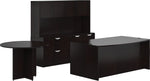 Offices To Go Superior Laminate Front Desk Shell w/Storage; Pedestal/Table, Espresso, 29.5"-65"x71"-161"x111"