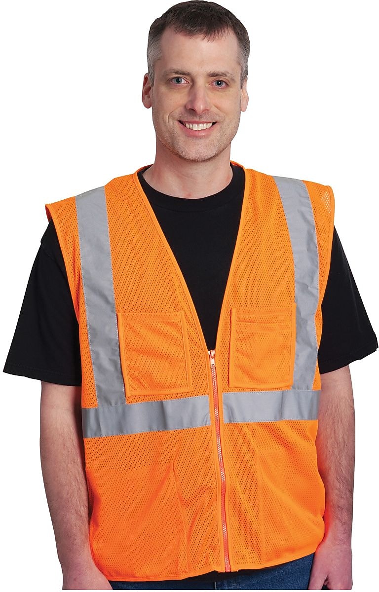 Protective Industrial Products Hi-Vis Safety Vest, ANSI Class R2, Orange, 4X, 10/Pack (302-MVGZ4POR-10-4X)