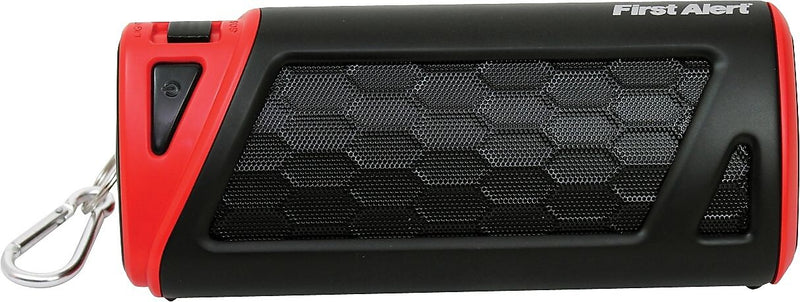First Alert Portable Outdoor Bluetooth Speaker, Black/Red (SFA900)