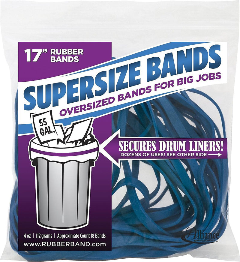 Alliance SuperSize Oversized Rubber Bands, 17" x 1/4", Blue, 12/Pack (08995)