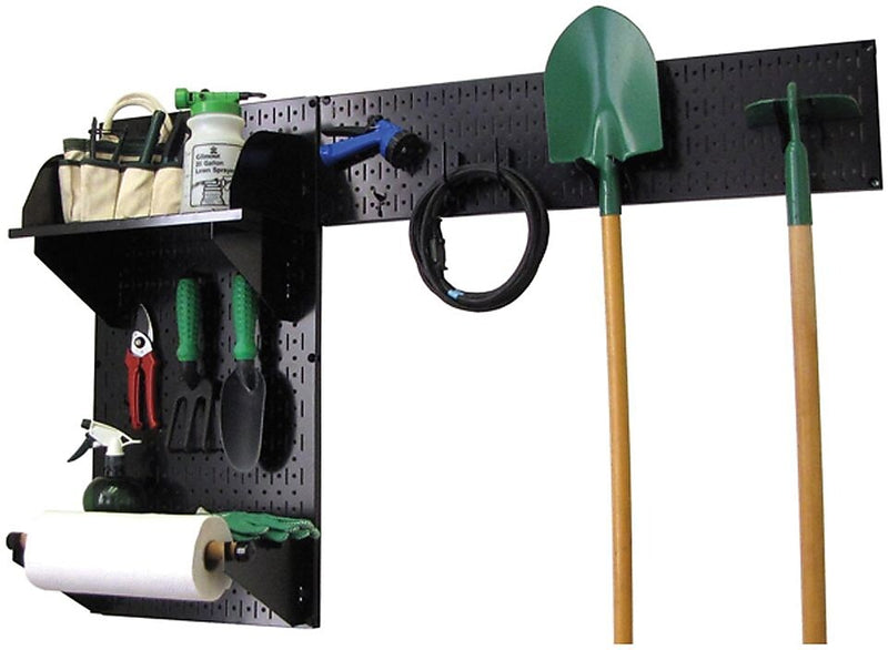 Wall Control Garden Tool Storage Organizer Pegboard Kit, Black
