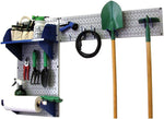 Wall Control Garden Tool Storage Organizer Pegboard Kit, Gray Tool Board and Blue Accessories