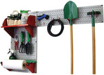 Wall Control Garden Tool Storage Organizer Pegboard Kit, Gray Tool Board and Red Accessories