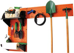 Wall Control Garden Tool Storage Organizer Pegboard Kit, Orange Tool Board and Black Accessories