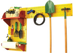 Wall Control Garden Tool Storage Organizer Pegboard Kit, Yellow Tool Board and Red Accessories